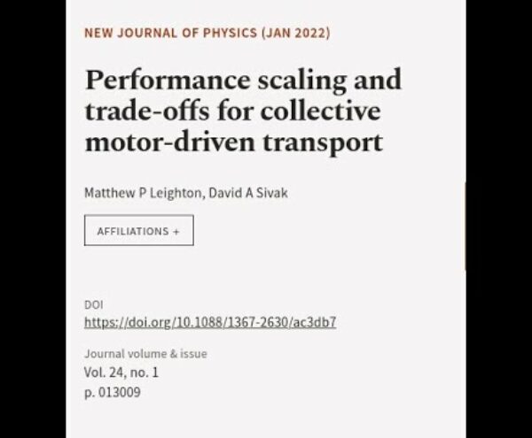 Performance scaling and trade-offs for collective motor-driven transport | RTCL.TV